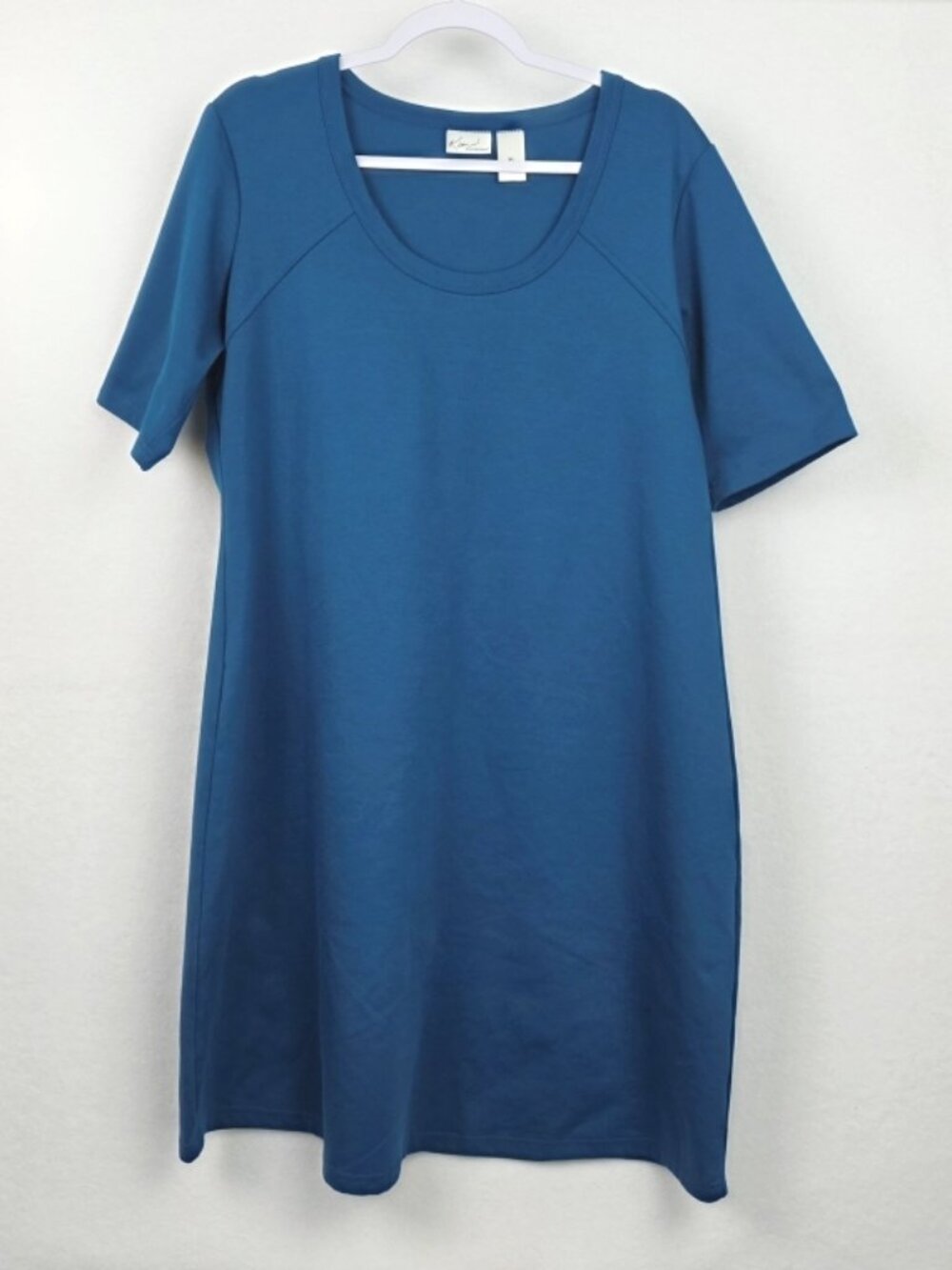 Kim Rogers Short Sleeve Dress Size XL Solid Blue